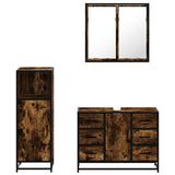 3 Piece Bathroom Furniture Set Smoked Oak Engineered Wood 3300962