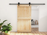 Sliding Door Natural and Black 80 x 210 cm Solid Pine Wood 3445153
