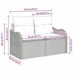 Garden Sofa with Cushion Grey 121 x 62 x 69cm Poly Rattan 42006714