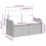 Garden Sofa with Cushion Grey 121 x 62 x 69cm Poly Rattan 42006714