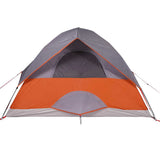 Camping Tent Dome 4-Person Grey and Orange Waterproof 94701