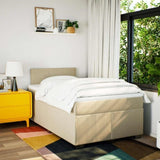 Box Spring Bed with Mattress Cream 120x200 cm Fabric 3285853