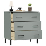 Sideboard with 3 Drawers Grey 77x40x79.5 cm Solid Wood OSLO 350980