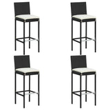 5 Piece Garden Bar Set with Cushions Poly Rattan Black 3095447
