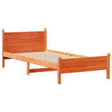 ZNTS Bed Frame without Mattress Wax Brown 100x200 cm Solid Wood Pine 3309778
