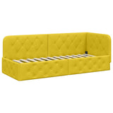 Corner Bed Frame with Headboard Yellow 80 x 200 cm Velvet 42016519