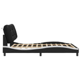 Bed Frame with LED without Mattress "Hvar" Black and White 160x200 cm 3213946