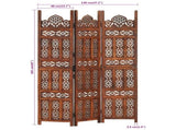 Hand carved 3-Panel Room Divider Brown 120x165 cm Solid Mango Wood 285324