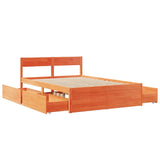 Bed Frame without Mattress Wax Brown 140x190 cm Solid Wood Pine 3282356