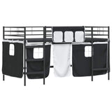 Kids'Loft Bed Frame with Curtains Black 100 x 200 cm 42020792