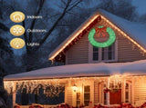 120cm Pre-lit Outdoor Christmas Wreath Decoration, Lighted Metal Wreath with Red Bow, Remote Control 48363038