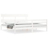 Bed Frame without Mattress White Super King Size Solid Wood 3195107