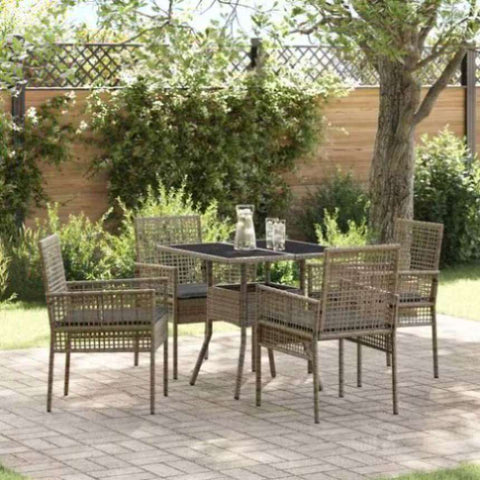 Garden Dining Set 5 pcs Grey Poly rattan 3334928