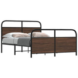 Metal Bed Frame without Mattress Brown Oak 140x200 cm 3318662