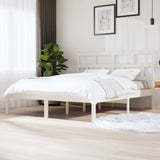 Bed Frame White Solid Pine Wood, Plywood Super King 3101234