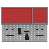 Tool Cabinet Set with Shelf 5 pcs Red Powder-Coated Steel 3321401