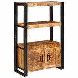 Bookshelf with Doors Brown Solid Rough Mango Wood and Metal 4104769