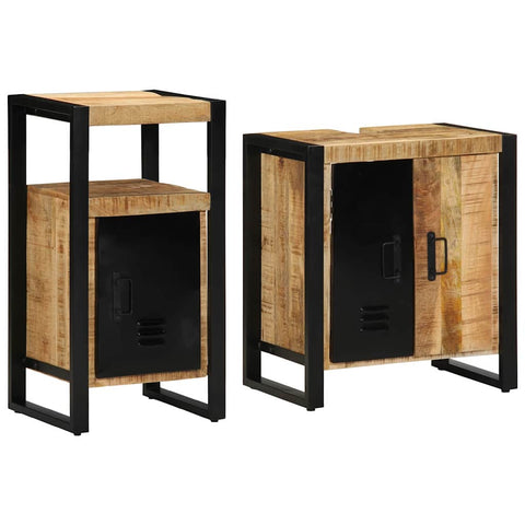 Bathroom Furniture Set 2 pcs Brown Soild rough mango wood 3305598