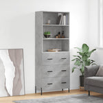 Highboard Concrete Grey 69.5x34x180 cm Engineered Wood 3189393