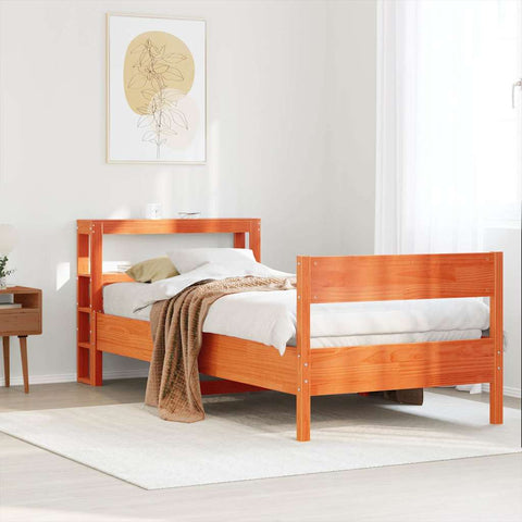 Bed Frame without Mattress Wax Brown 90x200 cm Solid Wood Pine 3306197