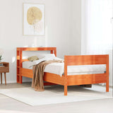 Bed Frame without Mattress Wax Brown 90x200 cm Solid Wood Pine 3306197