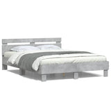 Bed Frame with LED without Mattress Concrete Grey 140x190 cm 3207563