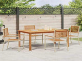 Garden Dining Set 5 pcs Beige Solid Acacia Wood 3365519