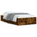 Bed Frame with Drawers without Mattress Smoked Oak 90x190 cm Single 3207326