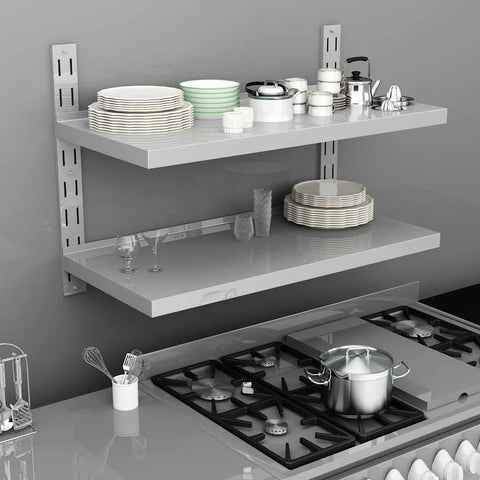 2-Tier Floating Wall Shelf Stainless Steel 100x30 cm 51047