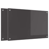 Kitchen Backsplash 2 pcs Dark Grey 80 x 50 cm Tempered Glass 3415462