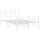Metal Bed Frame without Mattress with Footboard White 120x200cm 355626