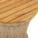 ZNTS Garden Side Table Drum Shape Beige Poly Rattan and Solid Wood 368298