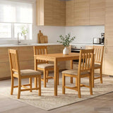 Dining Set 5 pcs Beige Solid Oak Wood 3430236