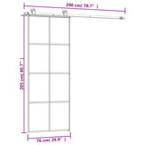 Sliding Door with Hardware Set 76x205 cm ESG Glass&Aluminium 3152140