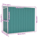 Wall-mounted Garden Shed Green 118x194x178 cm Galvanised Steel 316221