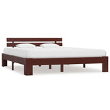 Bed Frame without Mattress Dark Brown Solid Pine Wood 160x200 cm 283176