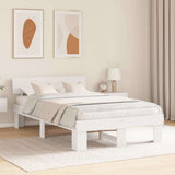 Bed Frame with Headboard White 140 x 190 cm Solid Pine Wood 872573