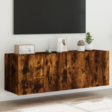TV Wall Cabinets with LED Lights 2 pcs Smoked Oak 60x35x41 cm 837311
