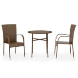 Garden Dining Set Brown PE Rattan, Powder-Coated Steel Medium 3098027