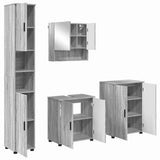 Bathroom Furniture Set Wall-mounted with Door 4 pcs Grey Sonoma 3393009
