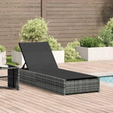 Sun Lounger Reclining Grey 200.5 x 70 x 75 cm Poly Rattan 42004126