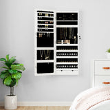 Mirror Jewellery Cabinet with LED Lights Wall Mounted White 353235
