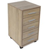 ZNTS Office Drawer Unit with Castors 5 Drawers Oak 243063