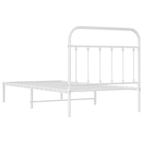 Bed Frame White Powder-Coated Steel Single Bed Frame 352621