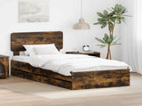 Bed Frame with Drawer Smoked Oak 90 x 200 cm Engineered Wood 3412224