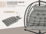 Outdoor PE Rattan Swing Chair with Foldable Basket and Cushion, Garden Patio Hanging Egg Chair with T3398P325254