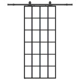 Sliding Door with Hardware Set Black 90x205 cm ESG Glass 3375794