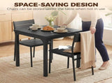 HOMCOM 3 Piece Space-Saving Kitchen Table and Chairs, Dining Table Set for 2 with Metal Legs, Black T3398P548102