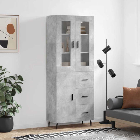 Highboard Concrete Grey 69.5x34x180 cm Engineered Wood 3198485