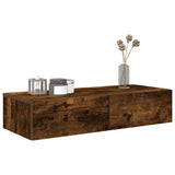 ZNTS Wall Shelf with Drawers Smoked Oak 80x33x17 cm Engineered Wood 859981